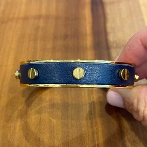 C. Wonder Navy Leather & Gold Cuff Bracelet